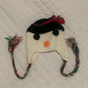 New toddlers snowman hat crochet baby boy girl beanie white Christmas